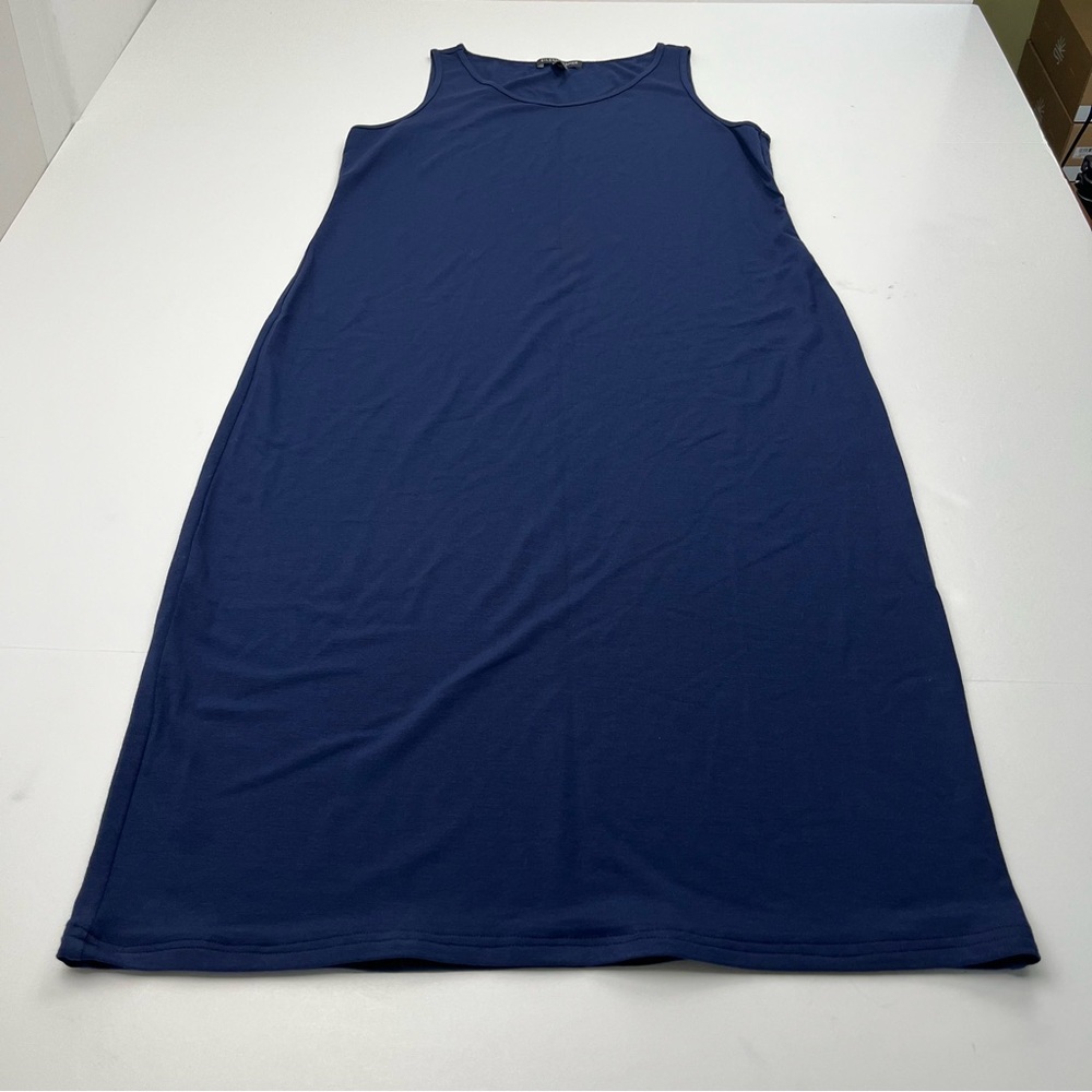 Eileen Fisher Petite Womens Petite Small PS SP Sleeveless Navy Blue Dress